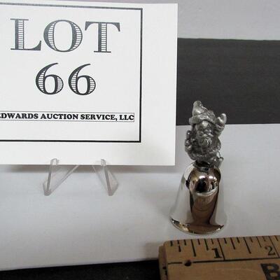 Miniature Pewter Santa on Chrome Bell