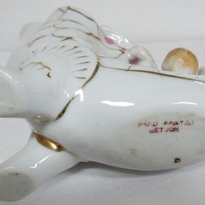 Vintage Cornucopia Vase With Angels and Applied Flowers