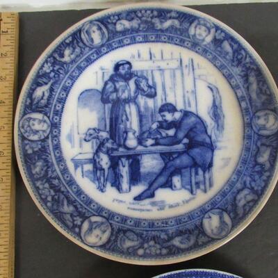 Lot of Vintage Flow Blue and Transferware Blue/White Plates