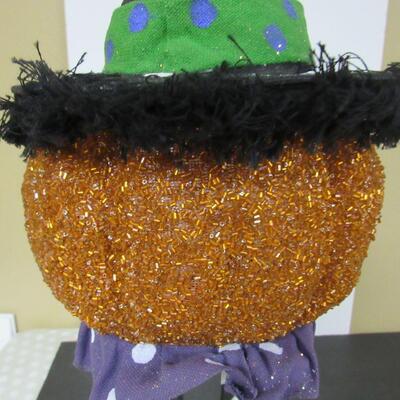 Too Cute Halloween Pumpkin on Metal Legs, Tall and Happy
