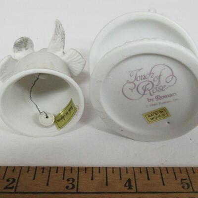 2 Bisque Dove Bells, One is Touch of Rose, Roman, 1986