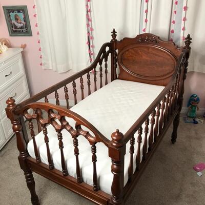 Antique Mahogany Victorian Baby Bed 