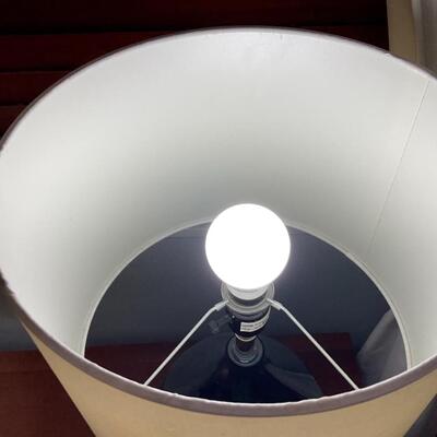 2 Blue Glass lights with white shades