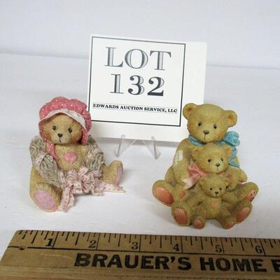 Two Older Bear Figurines, Priscilla, 404/822, 1992, And Theodore, Samantha, and Tyler, 1991