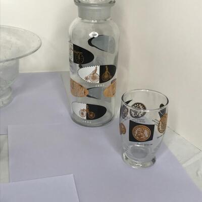 Glassware, crystal, brass, candle sticks, 