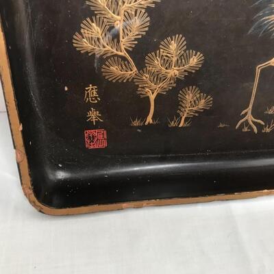 MCM tray and bowl, incense burner Asian design, satsuma porcelain cat