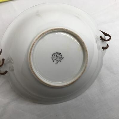 Hand Painted Asian Bowl with Bamboo Handle