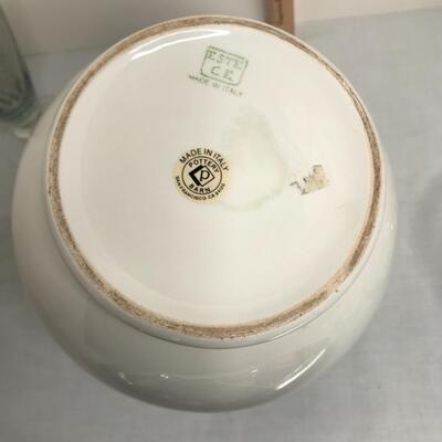 Pitcher, glasses, bowl, fleur de le tray and vase 2 heart candy dishes