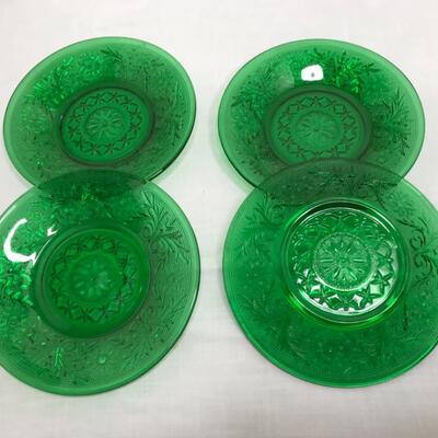 Crystal candlesticks, 4 small plates/coasters