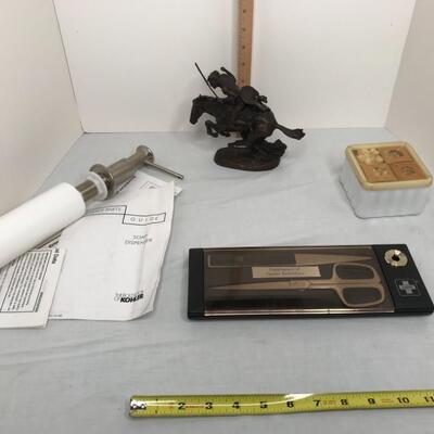 4 pc Lot, Remington, cotton, scissors, pump soap dispenser 
