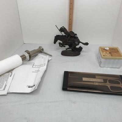 4 pc Lot, Remington, cotton, scissors, pump soap dispenser 