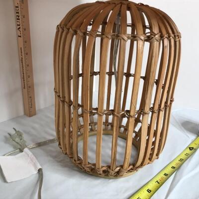 Vintage Bamboo Lamp with Burlap shade