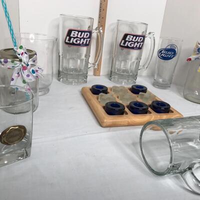 Misc glassware and tic tac toe game