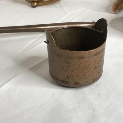 9 PCs  of brass and 1 wooden antler ashtray signed by artist