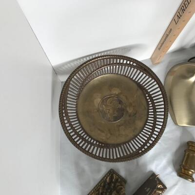 9 PCs  of brass and 1 wooden antler ashtray signed by artist