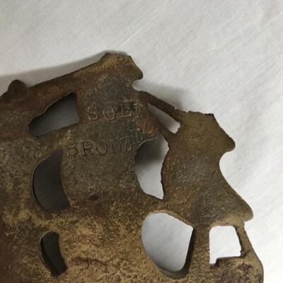 9 PCs  of brass and 1 wooden antler ashtray signed by artist