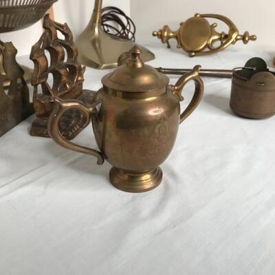 9 PCs  of brass and 1 wooden antler ashtray signed by artist