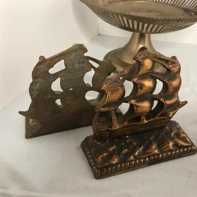 9 PCs  of brass and 1 wooden antler ashtray signed by artist
