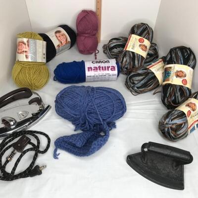 Yarn, old  iron with cloth cord, sad iron
