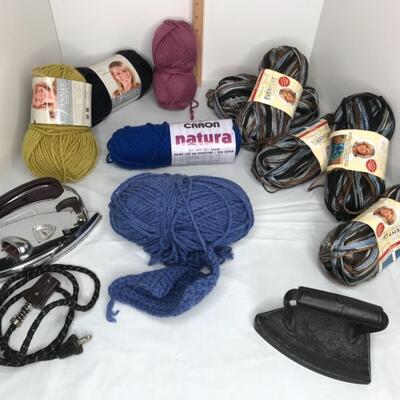 Yarn, old  iron with cloth cord, sad iron