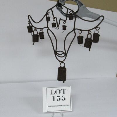 Outdoor Decor Cow Head With Bells Decoration, Chime