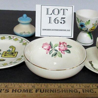 Lot of Vintage Dishes, Metlox Happy Time Plate, Homer Laughlin Rhythm Bowl, Egg Cup, More