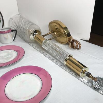 Crystal Sconce, tea set, crystal clock, Asian plate