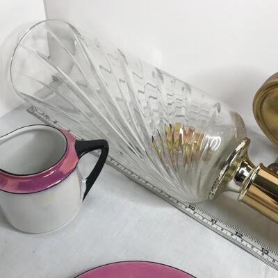 Crystal Sconce, tea set, crystal clock, Asian plate