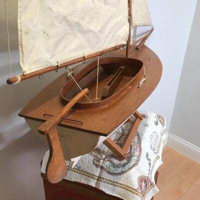 Antique Gaff Rig Wooden Boat