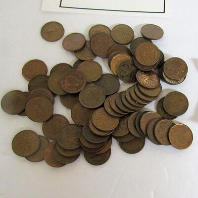 Lot of 77 Canadian Pennies, Random Dates From 1938 Onward