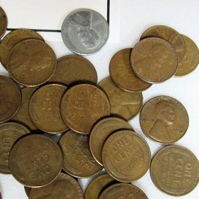Lot of 54 US Wheat Back Pennies, Random Dates, P,D,S