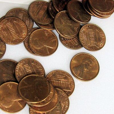 Roll 1969 D US Pennies, XF-AU