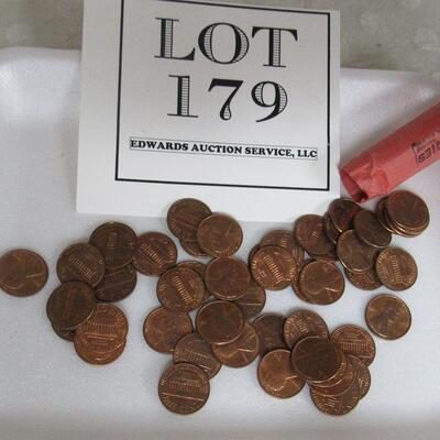 Roll 1969 D US Pennies, XF-AU