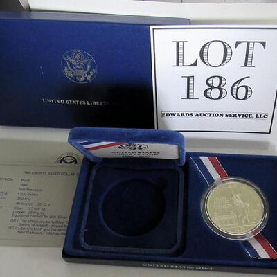 US Mint 1986 S Ellis Island Liberty Silver Dollar Proof, Never Opened