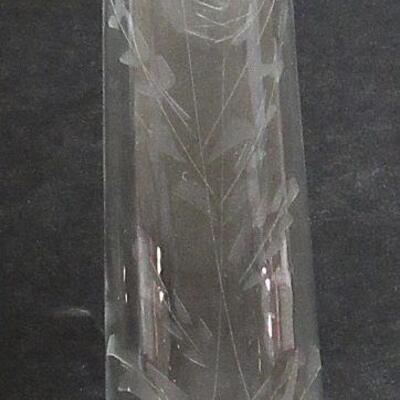 Tall Thin Clear Bud Vase With Rose Pattern