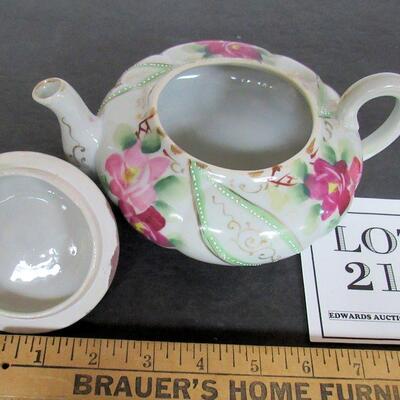 Vintage Hand Painted Squat Teapot