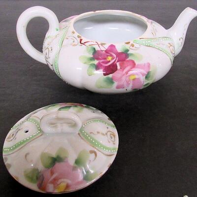 Vintage Hand Painted Squat Teapot