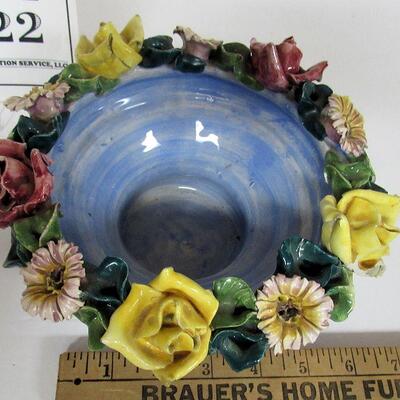Vintage Bowl Applied Flowers, Made in Italy, Read description!