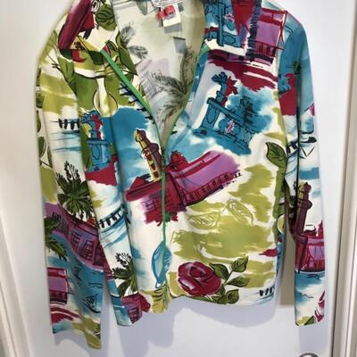 St John Sport Jacket brass zipper padded shoulders
