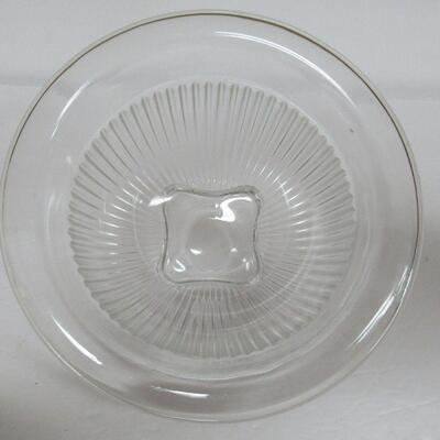 2 Clear Vintage Hazel Atlas Mixing Bowls, 1 Small Pottery Mixing Bowl