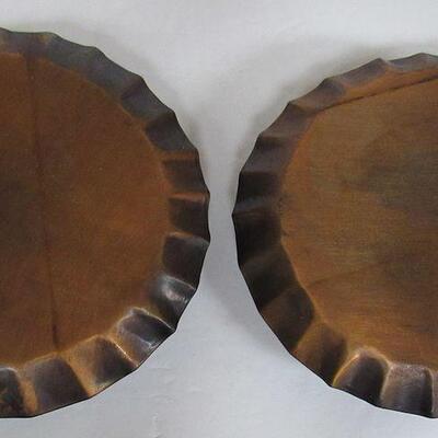 Pair Vintage Pfaltzgraff Village Pattern Copper Candleholders Rustic Looking READ DESCRIPTION!
