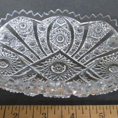 3 Vintage Pressed Glass Dishes, Large Bowl and 2 Smaller Oblongs