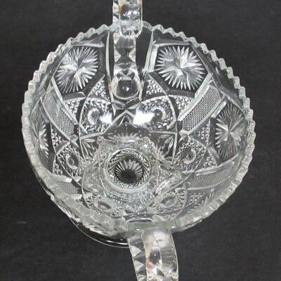 Large Pattern Glass Handled Bowl