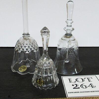 3 Vintage Glass Bells, Pressed Glass and Cut Grapes Pattern