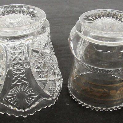 2 Vintage Toothpick Holders, Imperial Glass, and Antique Glass With Gold Trim