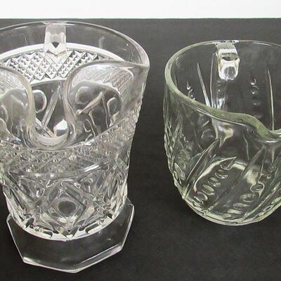 Vintage Imperial Cape Cod and Anchor Hocking Beaded Bar Milk Pitchers