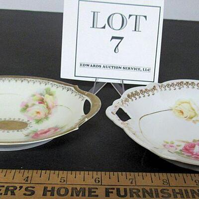 2 Old Floral Small Candy Bowls, Marked Bavaria and Germany