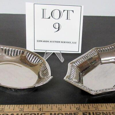 2 Smaller Vintage Silver Colored Porcelain Dishes