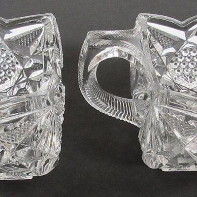Vintage Square Pressed Glass Sugar and Creamer Set, Fancy