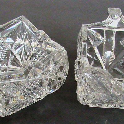 Vintage Square Pressed Glass Sugar and Creamer Set, Fancy